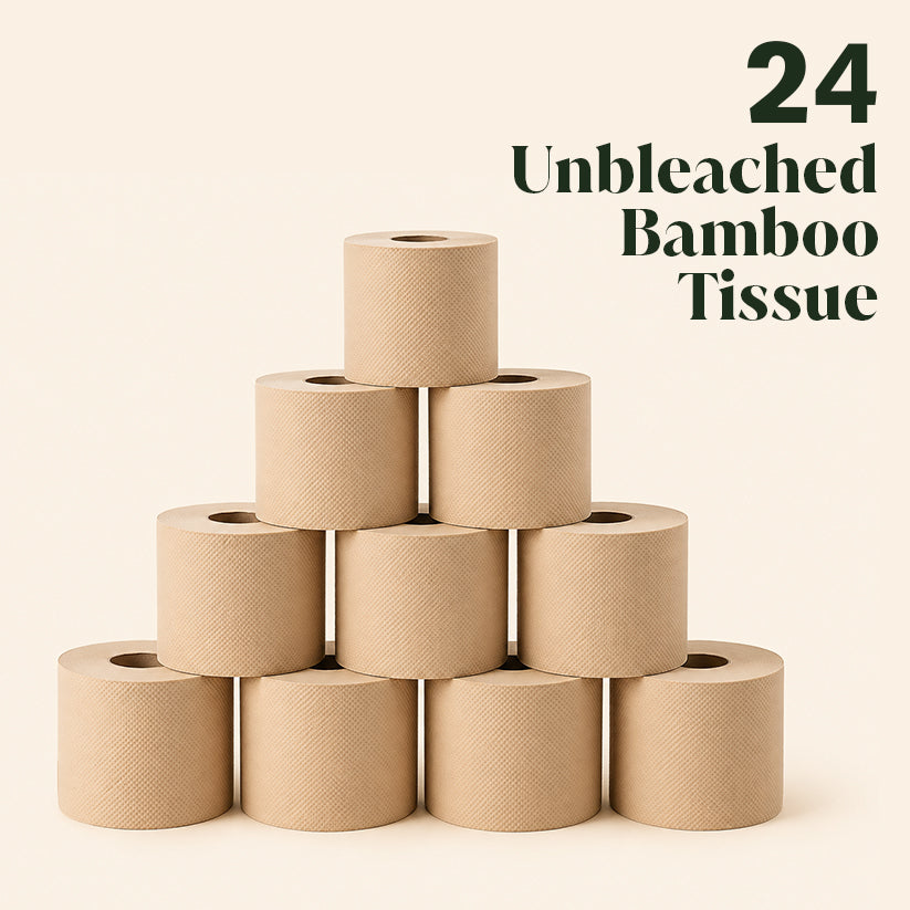 Unbleached Bamboo Toilet Paper | 24 Rolls | Hyssop Cleanse