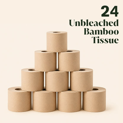 Unbleached Bamboo Toilet Paper | 24 Rolls | Hyssop Cleanse